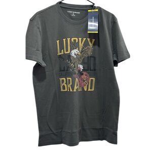 Lucky Brand Men's Graphic Print Crew Neck Soft Short Sleeve T-Shirt Black Size M